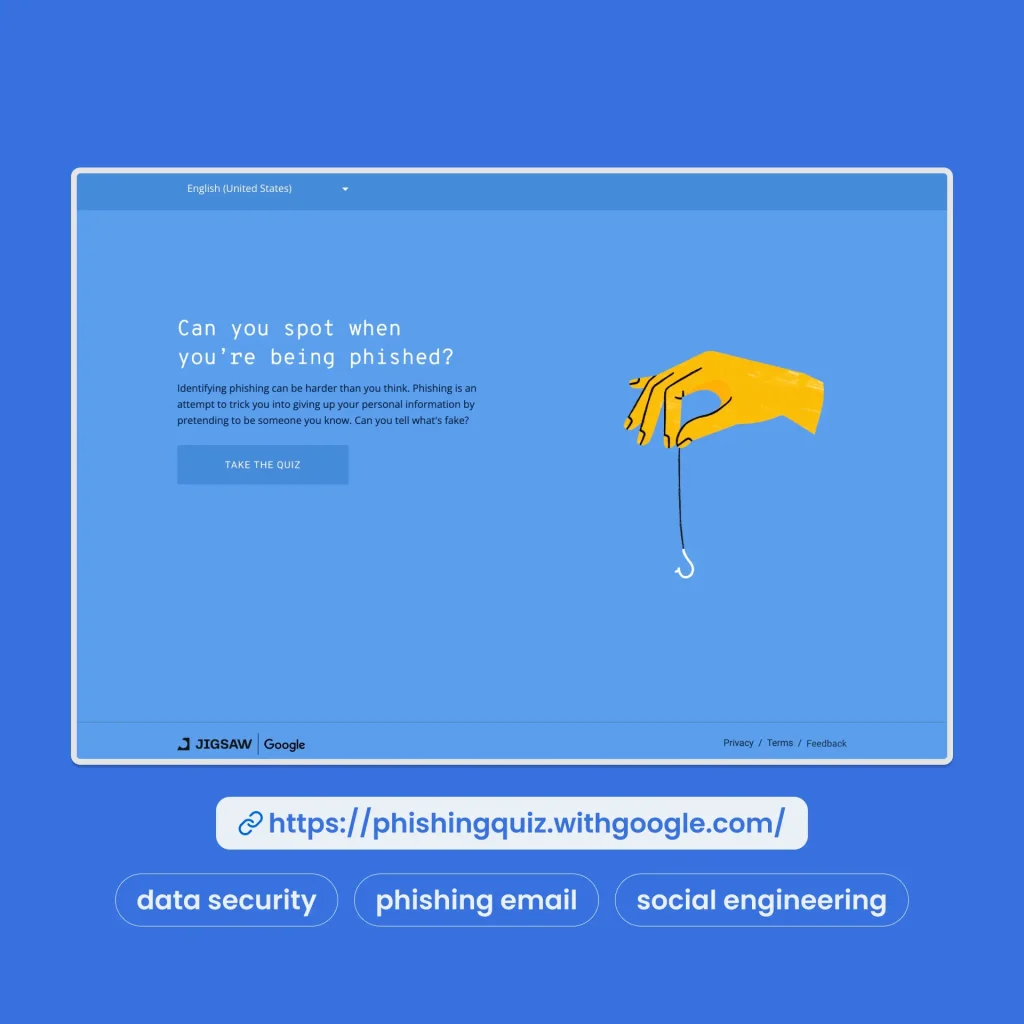 รูปภาพเว็บไซต์ Phishing Quiz with Google 