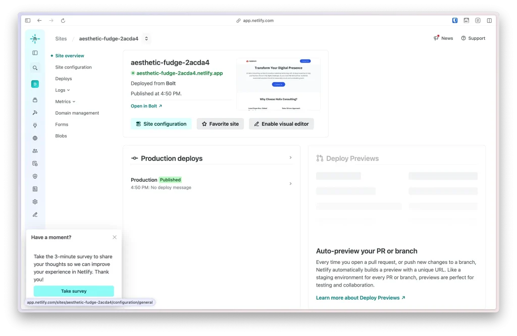 Dashboard ของ Netlify เพื่อจัดการระบบของเราต่อไป