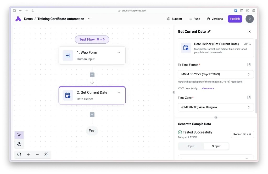 สร้าง Date helper Node สำหรับดึงข้อมูลเวลาปัจจุบัน