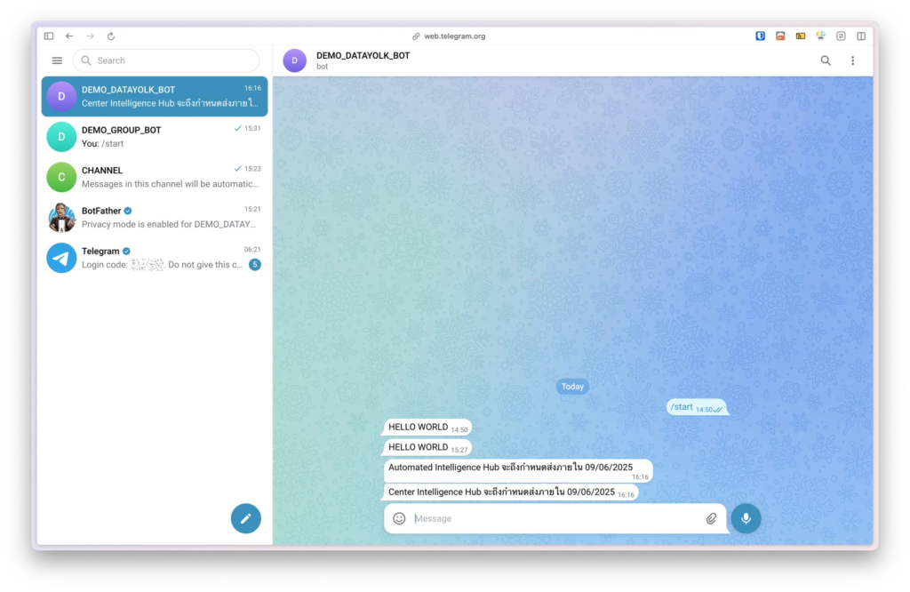 ตัวอย่างการใส่ข้อมูลตามเงื่อนไขจาก Google Sheet เข้าไปใน Telegram chat