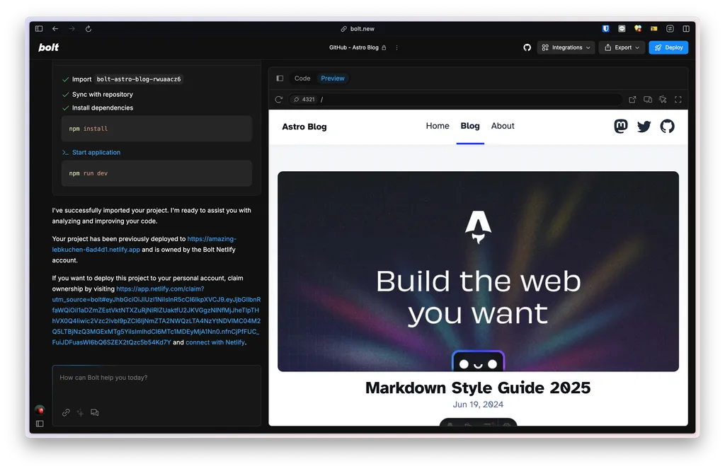สร้าง Project ใน Bolt.new ขึ้นมาใหม่เพื่อใช้ทำ Workshop นี้