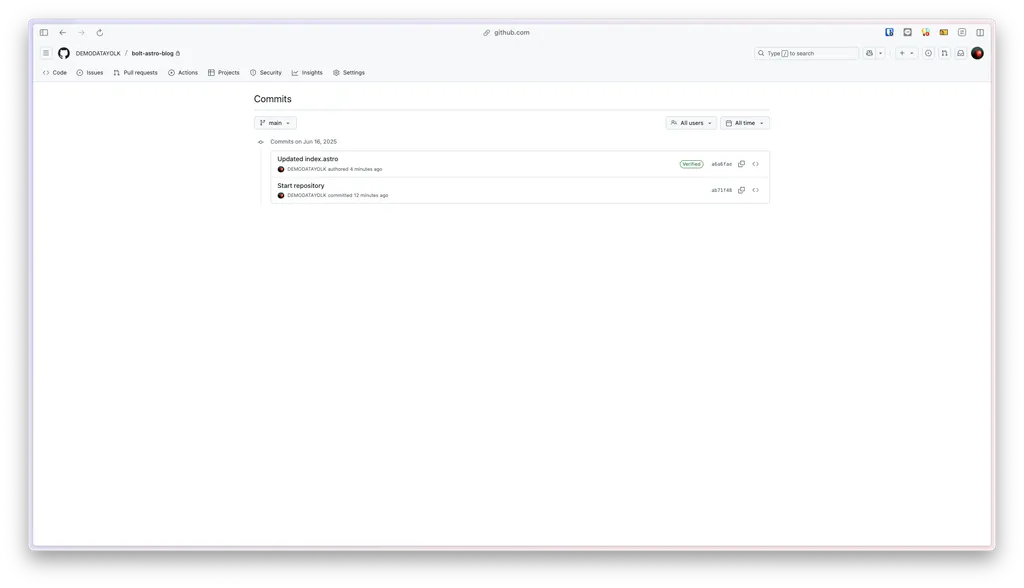 ตัวอย่าง Commits history ของ Project