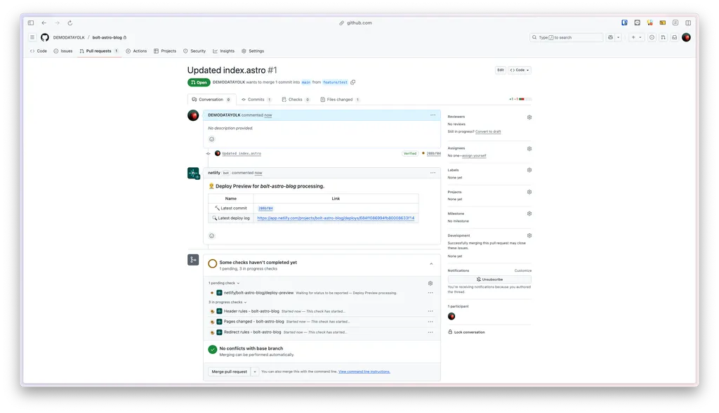 เมื่อตรวจสอบ เขียนเอกสารเรียบร้อยแล้ว ค่อย Merge pull request ซึ่งเป็นการรวมสิ่งที่เราแก้ไขใน Branch ย่อยเข้าไปใน Branch หลัก
