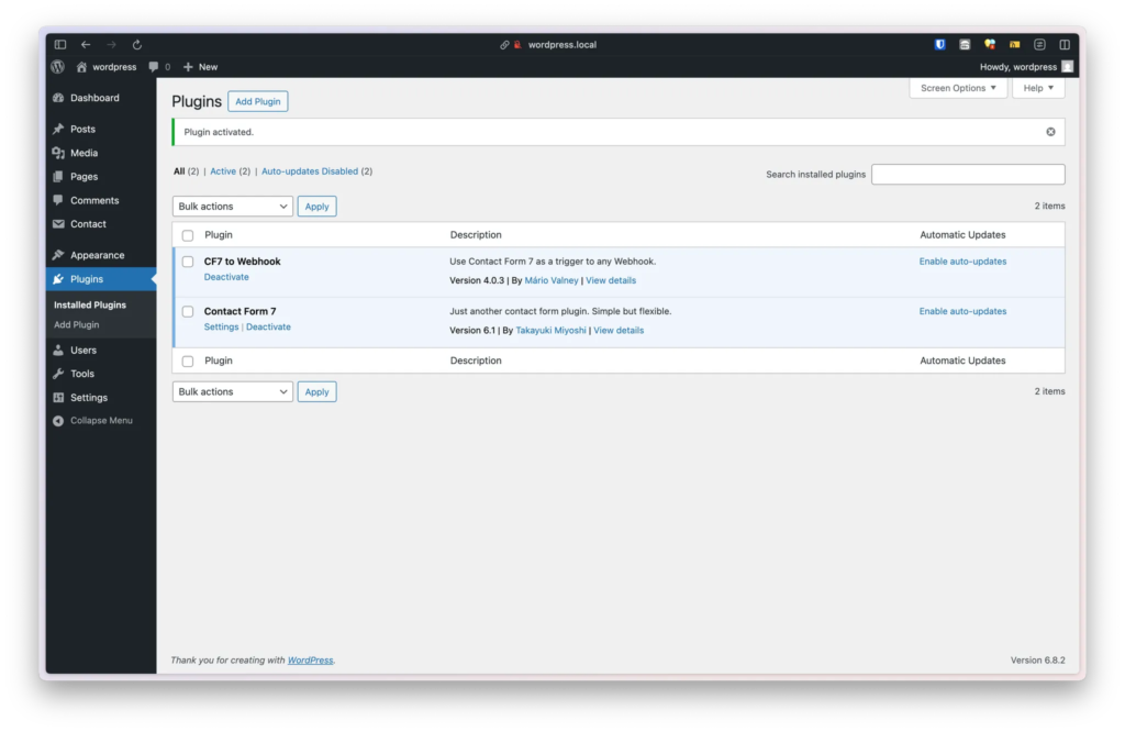 ภาพรายการ Plugin ที่ใช้ ใน Project นี้