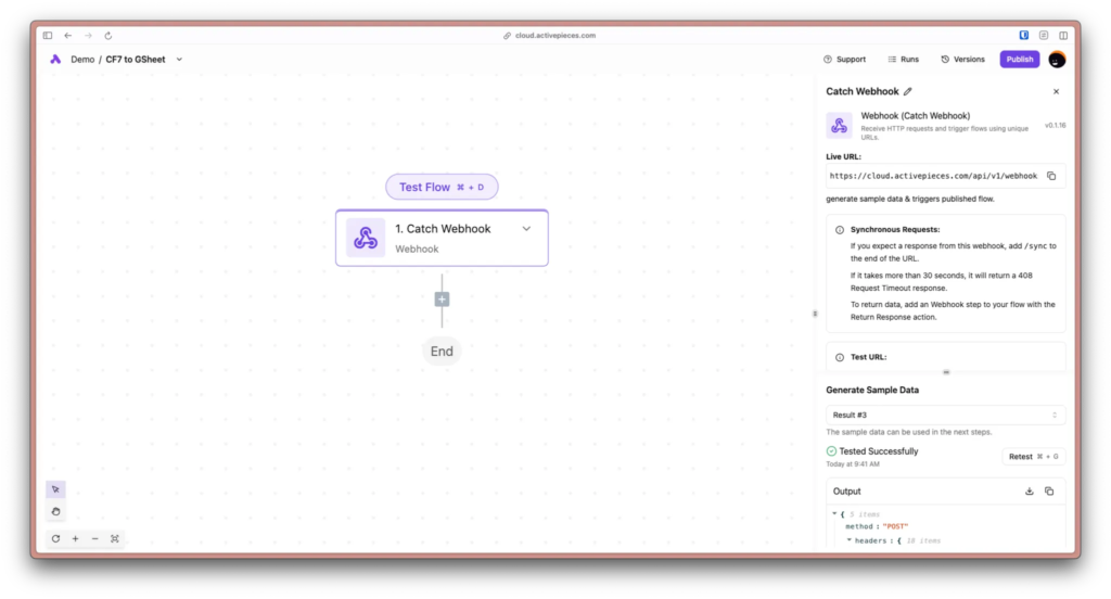 สร้าง Webhook ใน Activepieces