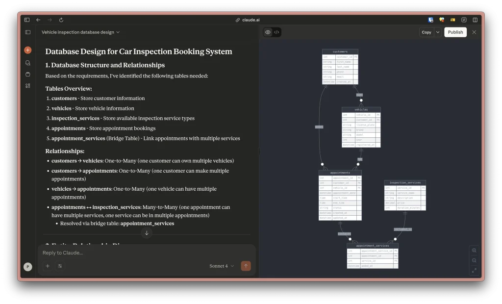 ตัวอย่างการใช้ Claude ในการช่วยออกแบบ Database