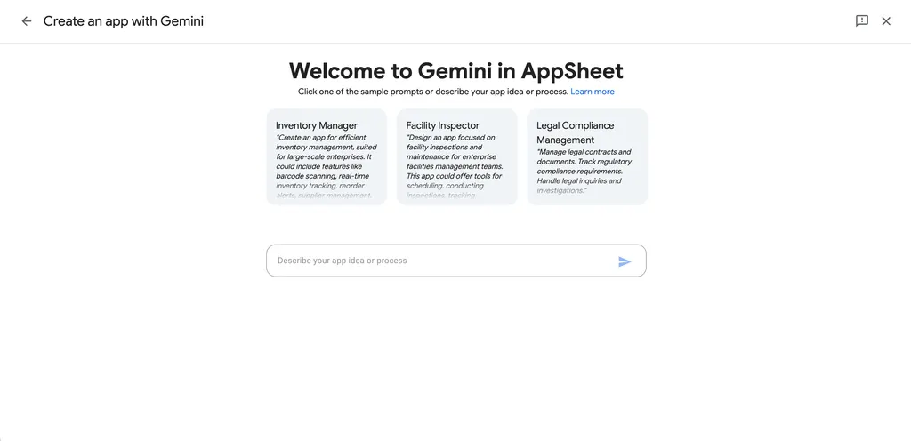 ตัวอย่าง Gemini in AppSheet