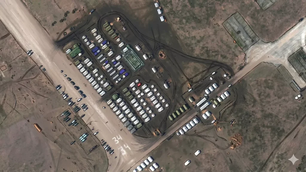 ภาพถ่ายดาวเทียมของสิ่งที่คาดว่าน่าจะเป็นโรงพยาบาลสนาม